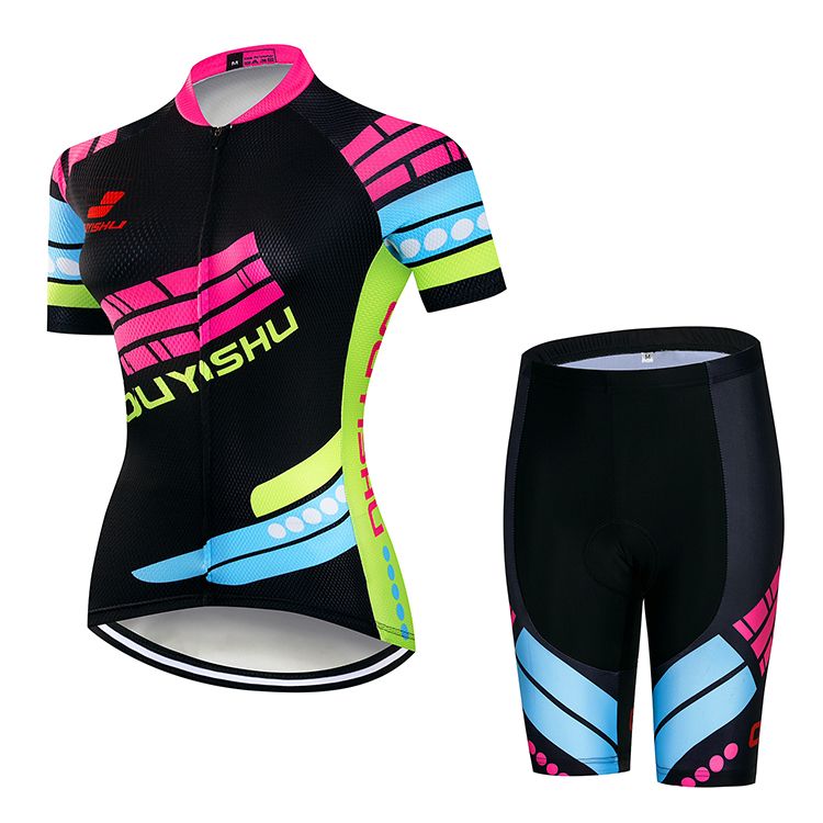 Road Bike Cycling Clothes Suit Women's Summer Short-Sleeved Breathable Quick-Drying Cycling Top Pants Bicycle Shirt Slim Fit