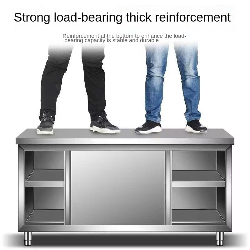 304 Overall Welding Thickened Stainless Steel Workbench Commercial Catering Vegetable Cutting Cabinet Assembly-Free Kitchen Console