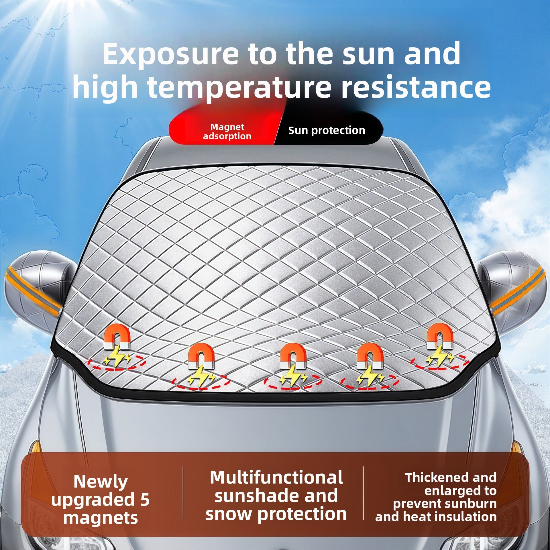 Car Magnetic Sunshade Curtain Front Windshield Sunshade Light Blocking Summer Heat Insulation Sunshade Car Accessories Sunshade