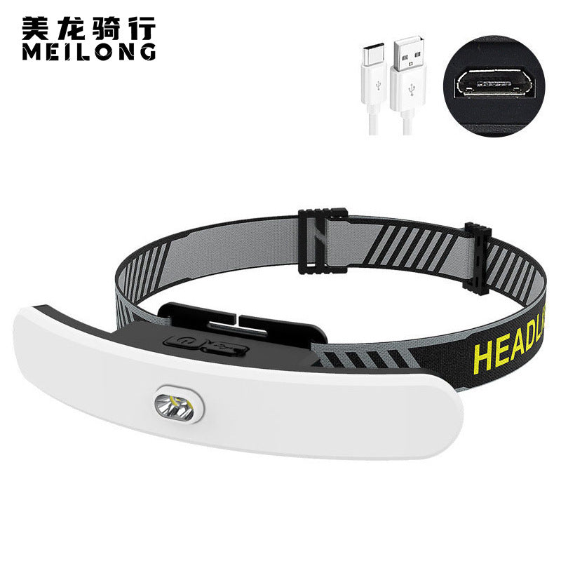Floodlight Cob Headlight Outdoor Riding Head-Mounted Run Light USB Rechargeable LED Highlight Warning Light