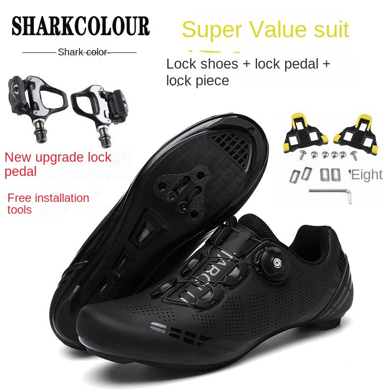 Road Lock Shoes Suit Professional Lock-Free Riding Shoes Men's and Women's Riding Shoes Mountain Lock Shoes Suit Cycling Shoes