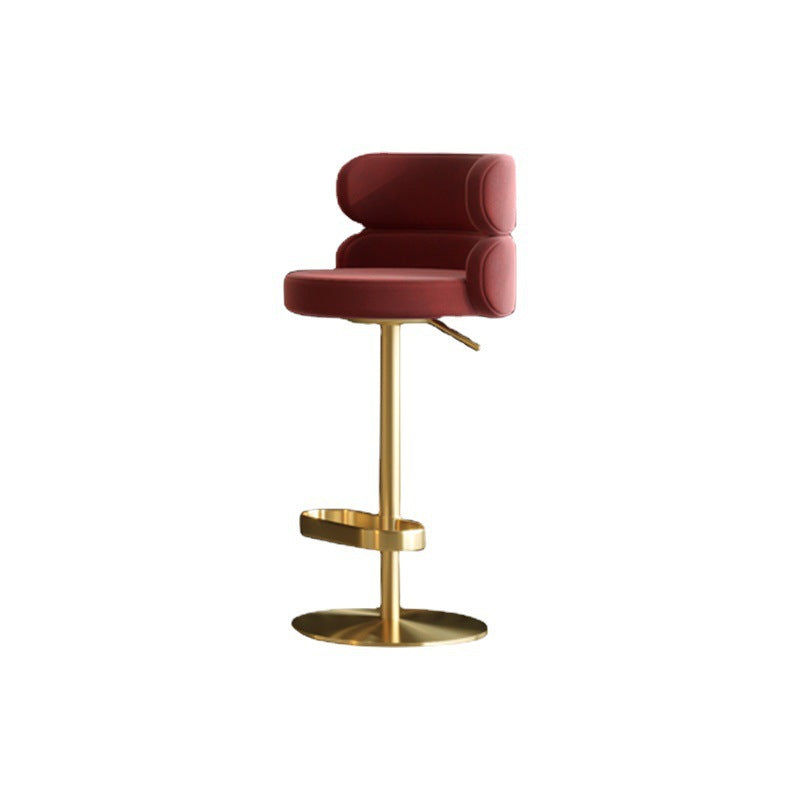 Light Luxury Metal High-End Bar Stool with Adjustable Height, Swivel Backrest, Suitable for Home and Bar Use, High-End Bar Stool Chair