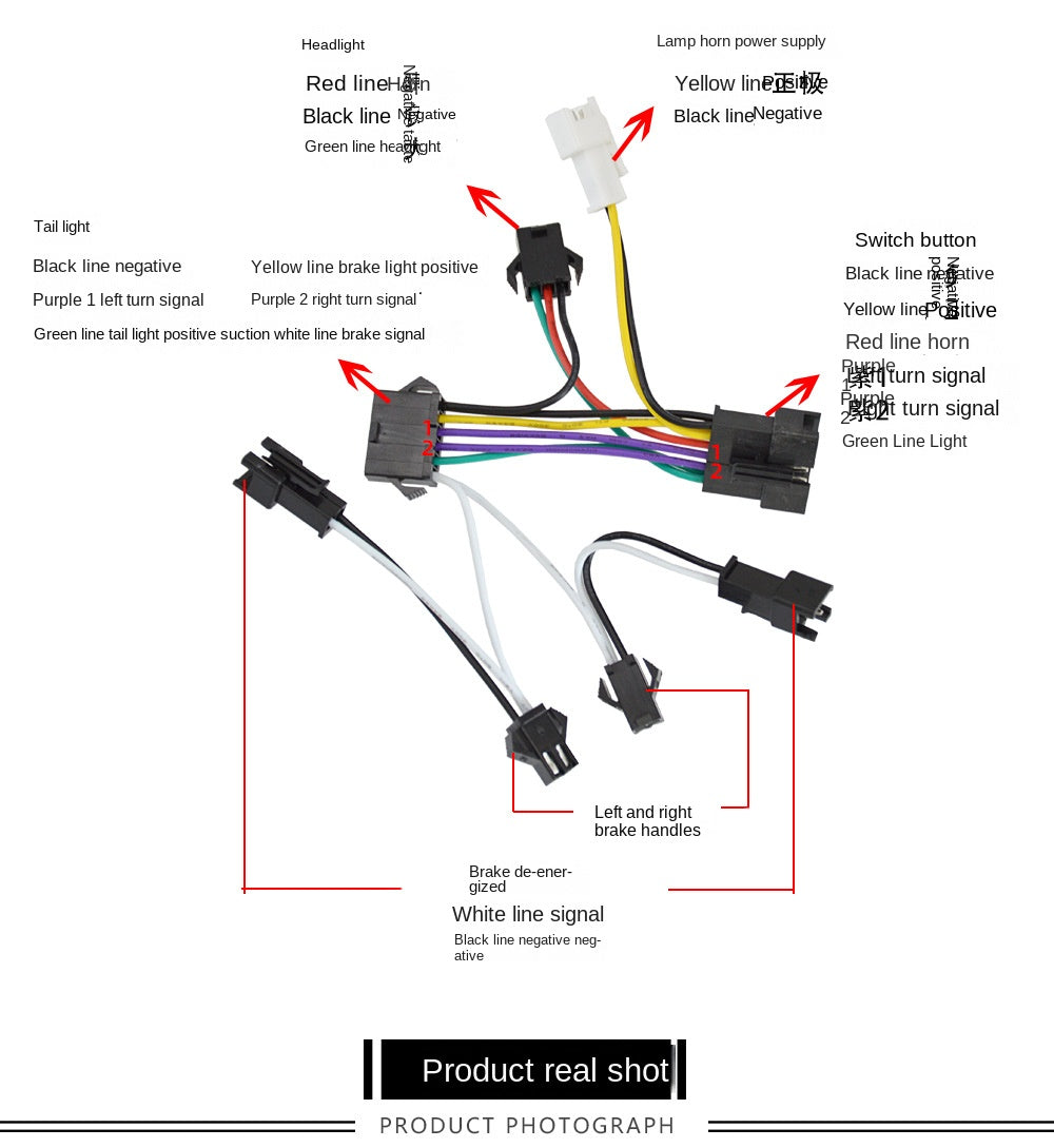 Electric Bicycle High Brightness Front Light Tail Light Brake Turn Signal Combination Five-Star Switch Button Scooter Modification Parts