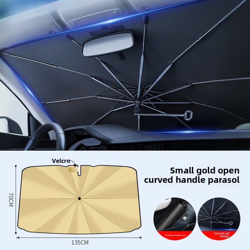 New Black Gold Car Sunshade Umbrella Front Windshield Titanium Sun Protection Heat Insulation Sunshade Car Sunshade Curtain Accessories