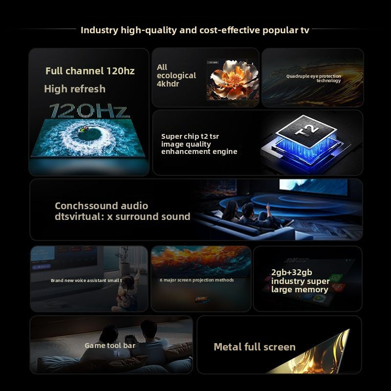 TCL TV 65-Inch 120Hz High Refresh MEMC Anti-Shake Eye Protection 2gb + 32gb Large Memory TV V8l