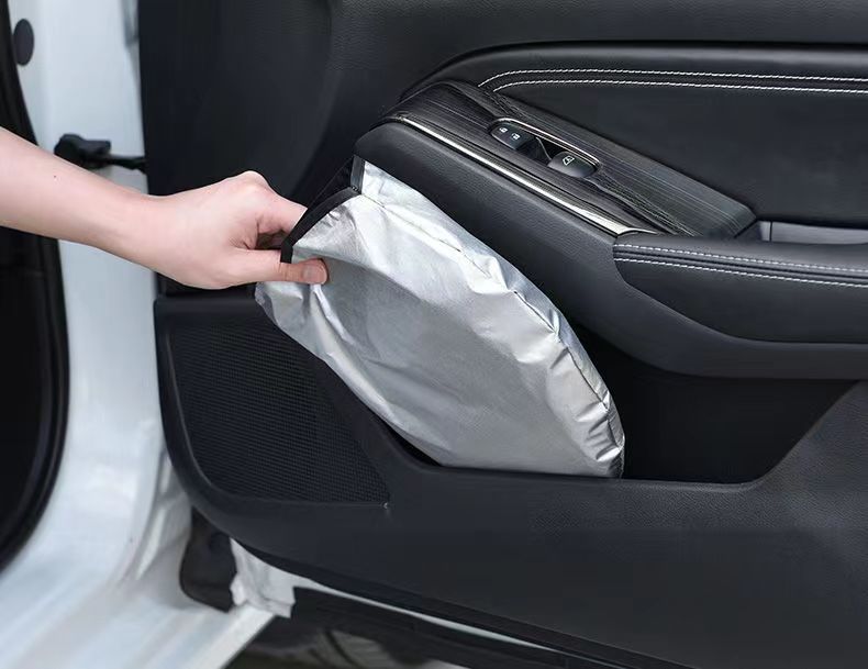 Summer Universal Sunshade Double Circle Car Sunshade Silver Coated Black Glue Sunshade Foldable Car Sun Protection Titanium Silver Cloth