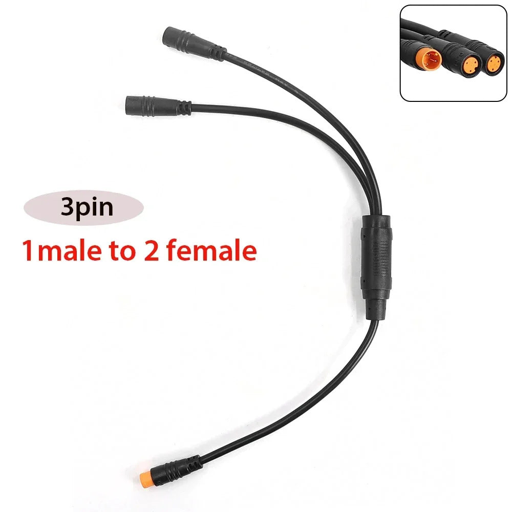Ebike Signal Sensor Waterproof Main Cable Y-Splitter 1-to-2 Power Connector for BBS01 BBSHD Mid Drive Motor Kit