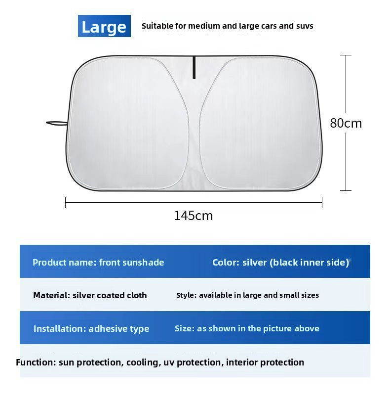 Summer Universal Sunshade Double Circle Car Sunshade Silver Coated Black Glue Sunshade Foldable Car Sun Protection Titanium Silver Cloth
