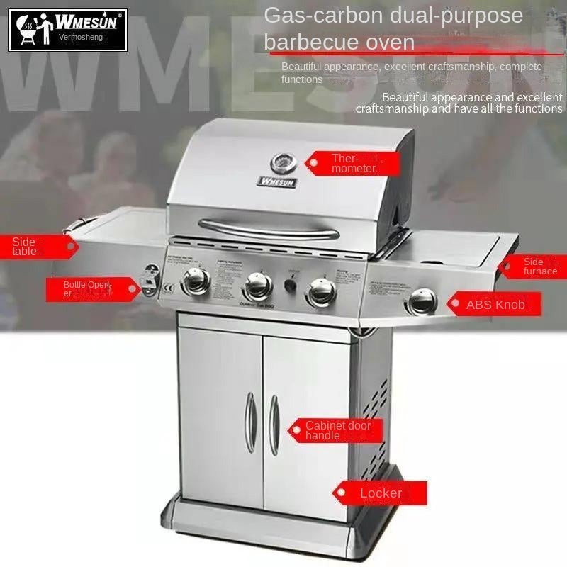 Stainless steel Gas 3+1 burner BBQ Grill WEMESUN SKJ-6092