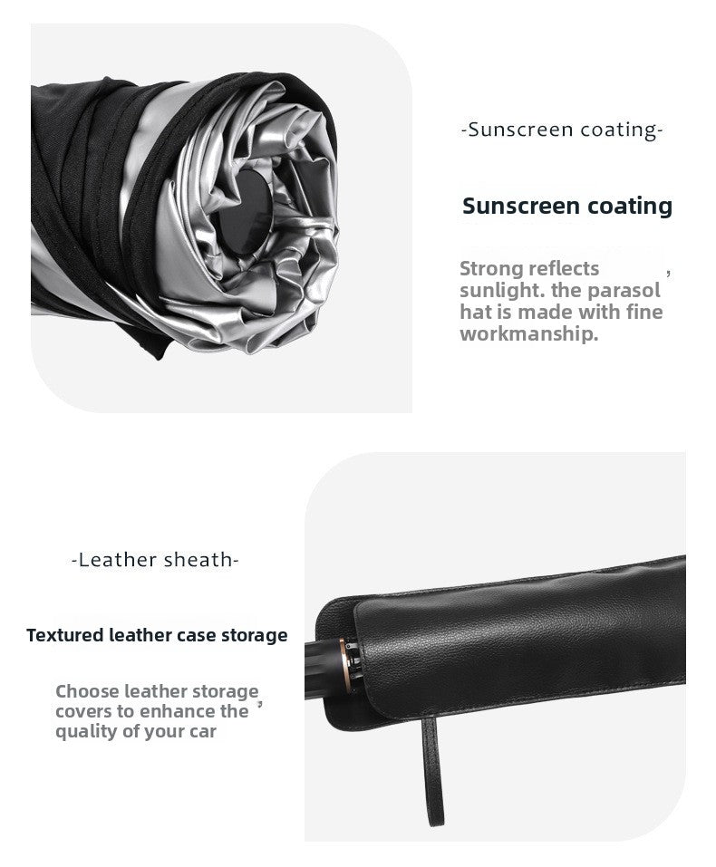 Car Titanium Silver Cloth Sunshade Umbrella Heat Insulation Sunshade Windshield Folding Telescopic Sunshade Umbrella for Car
