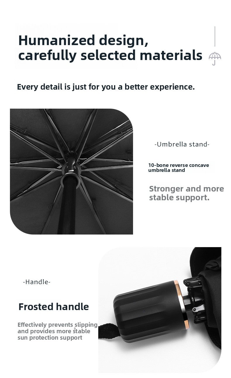Car Titanium Silver Cloth Sunshade Umbrella Heat Insulation Sunshade Windshield Folding Telescopic Sunshade Umbrella for Car