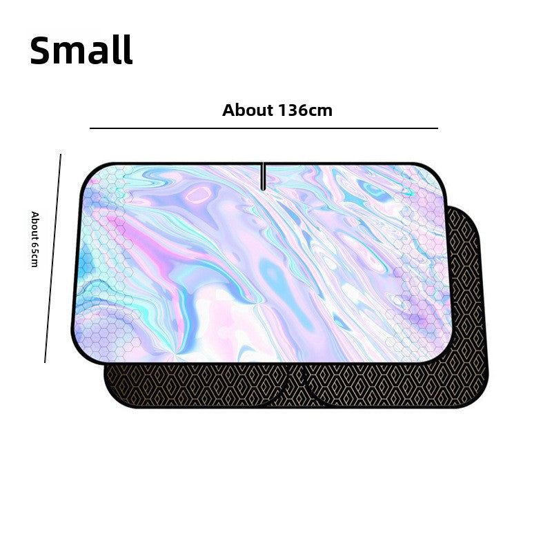 New Car Laser Sunshade Curtain Sun Protection Heat Insulation Front Windshield Titanium Silver Car Mirror Reflective Shade