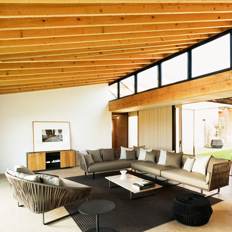 Outdoor Sofa Sunproof Waterproof Leisure Living Room Balcony Outdoor Courtyard Coffee Table Three-Person Rattan Furniture Homestay Rattan Chair