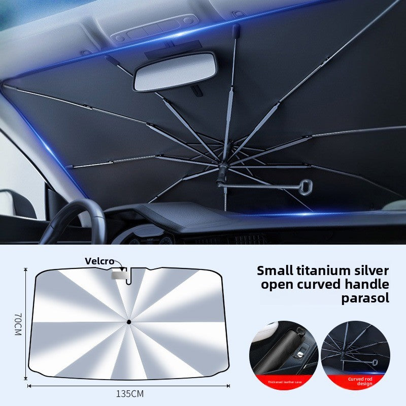 New Black Gold Car Sunshade Umbrella Front Windshield Titanium Sun Protection Heat Insulation Sunshade Car Sunshade Curtain Accessories