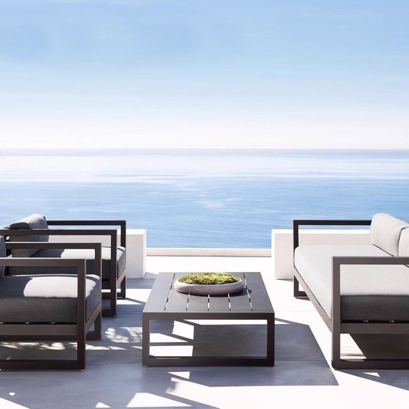 Outdoor Sofa for Courtyard Garden, Simple Modern Waterproof and Sunproof Aluminum Alloy Balcony Sofa, Outdoor Terrace Sofa