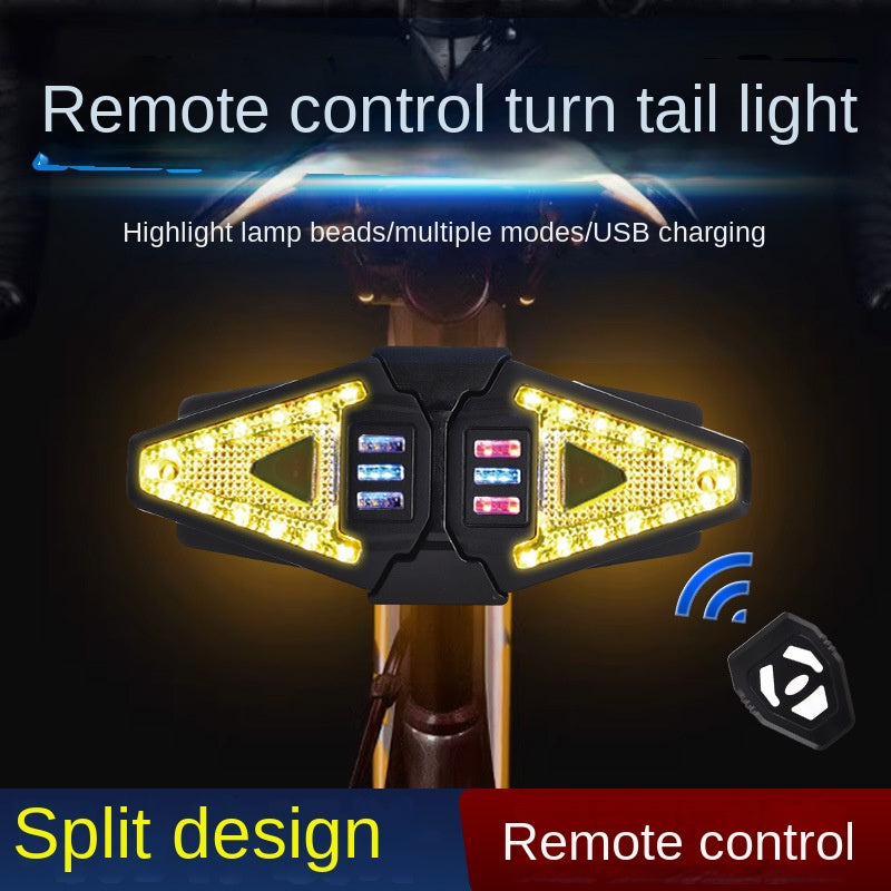 Bicycle Taillight USB Chargeable with Remote Control Turn Signal Mountain Highway Vehicle Night Riding Horn Warning Light Cycling Fitting