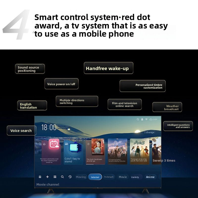 TCL TV 55inch 240Hz High Refresh Mini Quantum Dot Soundbar 4+64GB TV T5L