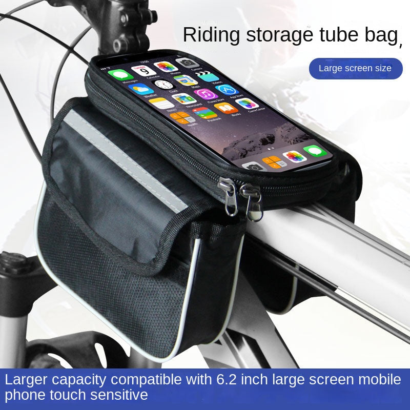Bicycle Bag Touch Screen Bag Upper Tube Bag Waterproof Saddle Bag Mountain Bike Front Beam Bag Cycling Fixture and Fitting Storage Bag