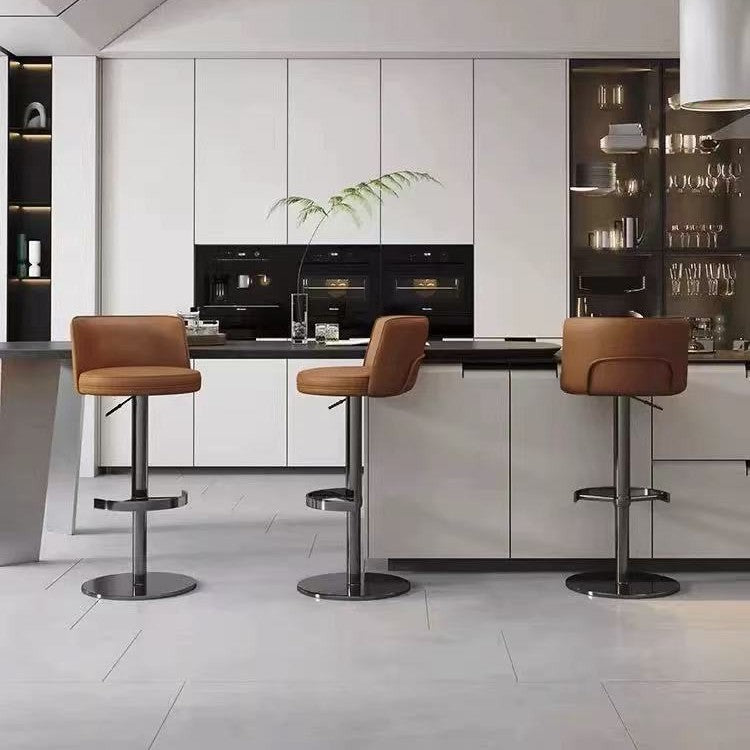 Light Luxury Metal High-End Bar Stool with Adjustable Height, Swivel Backrest, Suitable for Home and Bar Use, High-End Bar Stool Chair