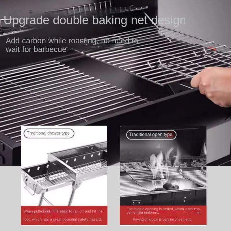 Outdoor Garden charcoal BBQ grill SCB-23 with Electric grill fork