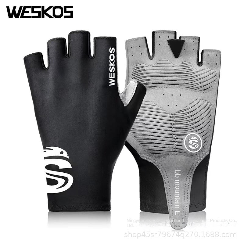 Outdoor Sports Summer Bicycle Cycling Sun Protection Half Finger Gloves Breathable Non-Slip Shockproof Mountain Bike Spot Wholesale