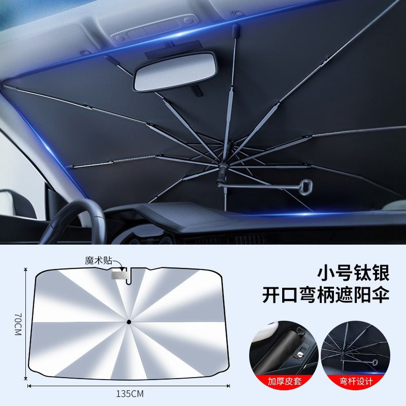 New Black Gold Car Sunshade Umbrella Front Windshield Titanium Sun Protection Heat Insulation Sunshade Car Sunshade Curtain Accessories