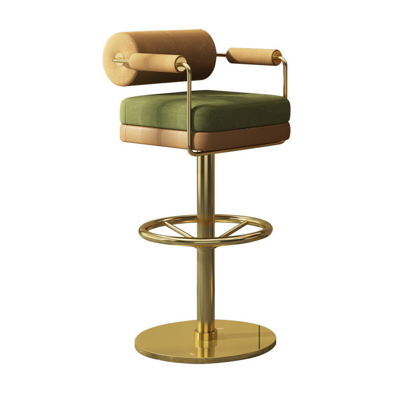 Light Luxury Metal High-End Bar Stool with Adjustable Height, Swivel Backrest, Suitable for Home and Bar Use, High-End Bar Stool Chair