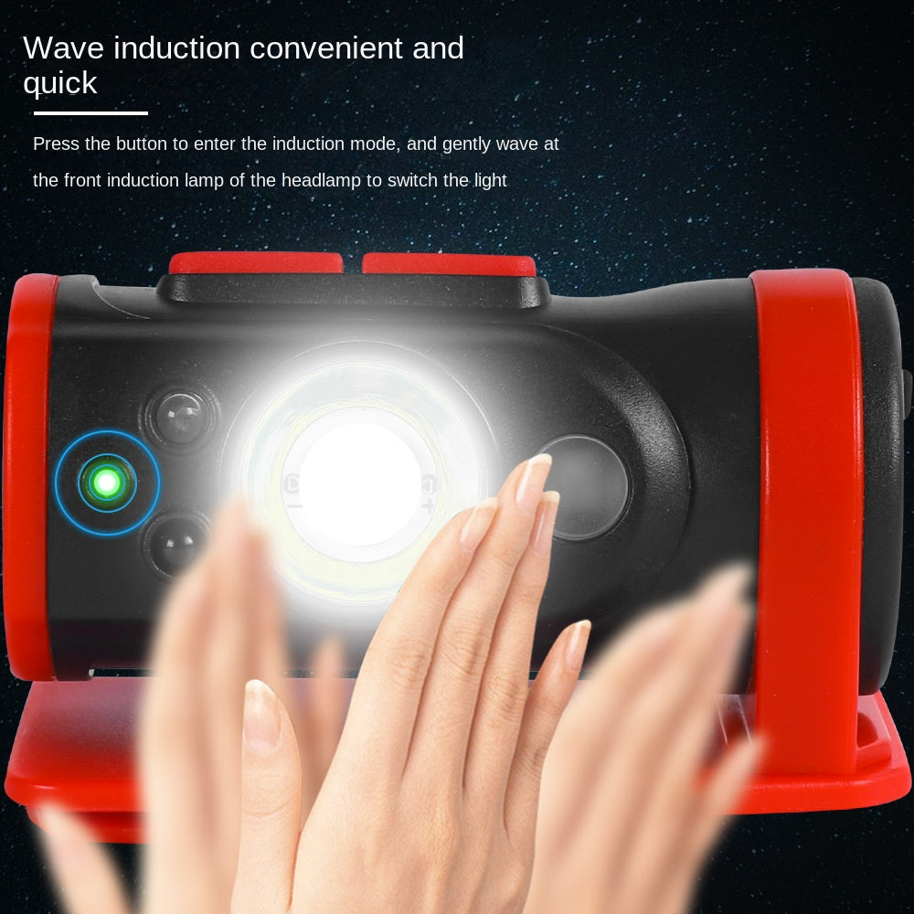 Smart Induction USB Charging Wave Induction Headlight Night Fishing Portable Head-Mounted Strong Light Night Running Outdoor Head Lamp