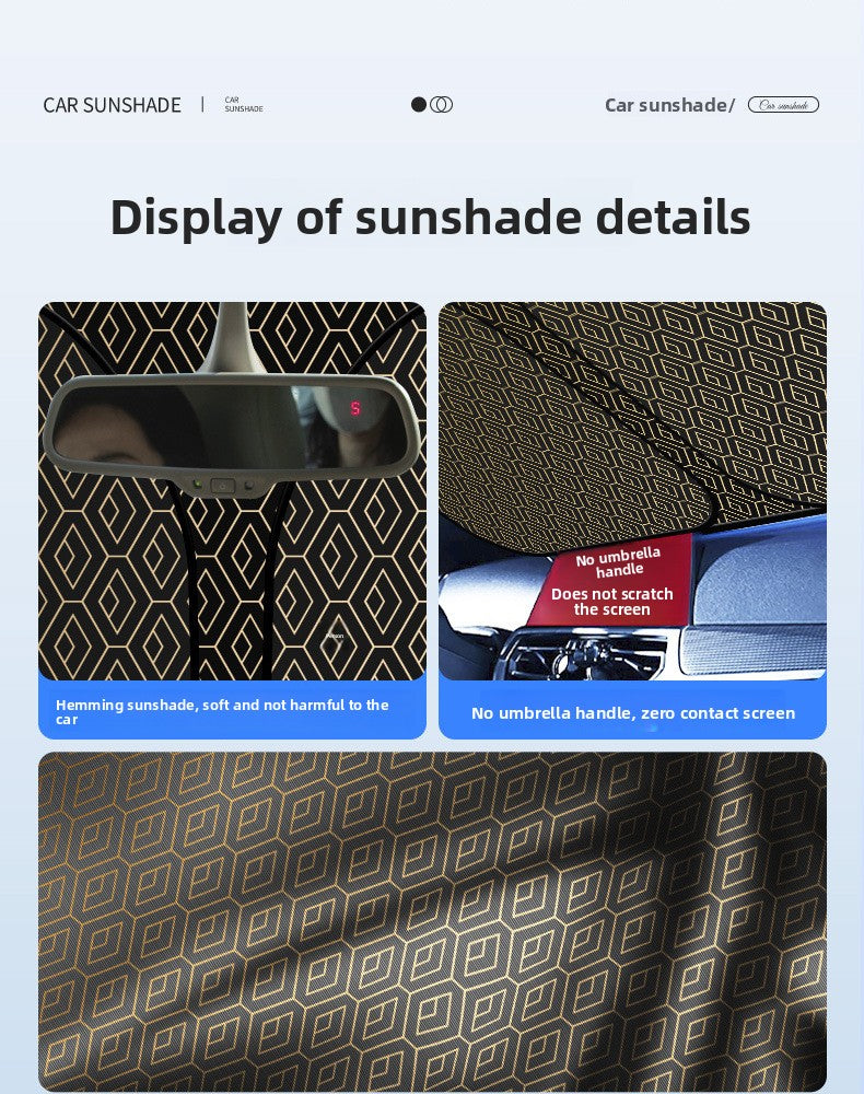 New Car Laser Sunshade Curtain Sun Protection Heat Insulation Front Windshield Titanium Silver Car Mirror Reflective Shade