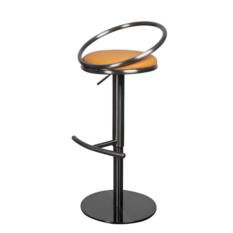 Bar Stool with Adjustable Height and Swivel Function, Backrest Bar Stool for Front Desk, Luxury Home Use Chair, Iron Art Stainless Steel High Stool