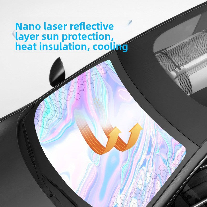 New Car Laser Sunshade Curtain Sun Protection Heat Insulation Front Windshield Titanium Silver Car Mirror Reflective Shade