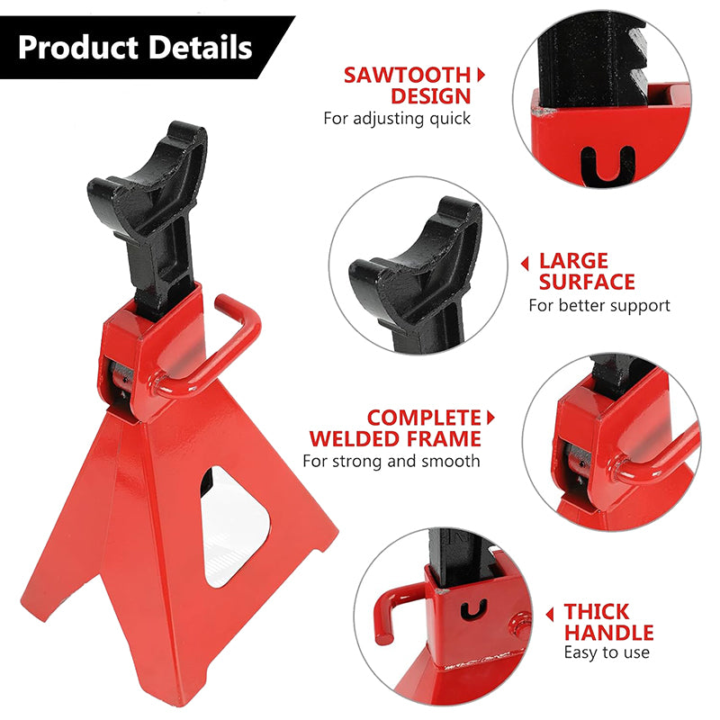 6 Ton Heavy Duty Professional Jack Stands - Vehicle Axle Stands