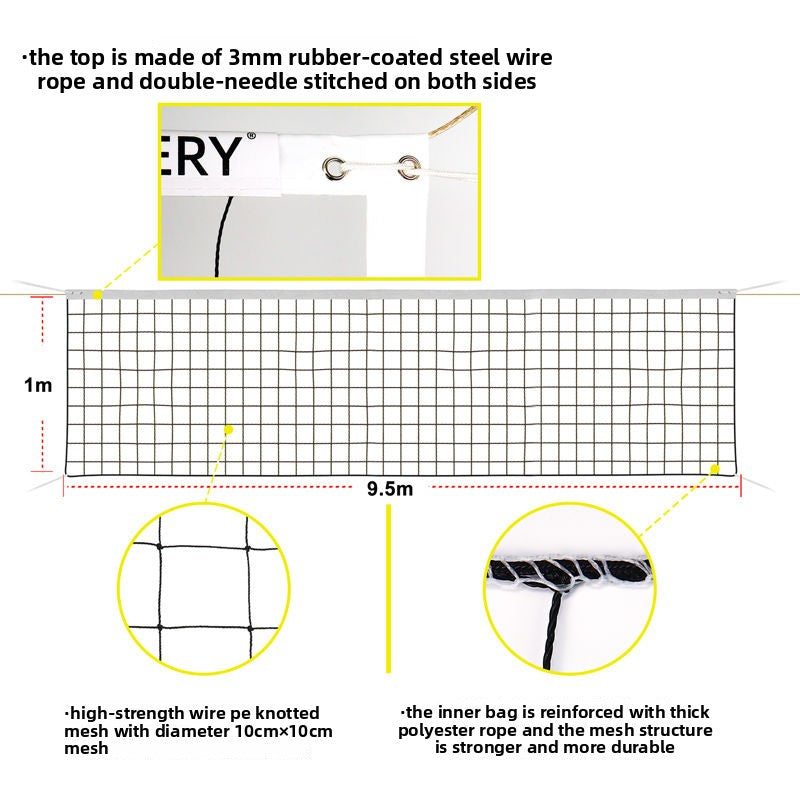 Skyray Volleyball Net Portable Outdoor Knotted Ball Net Thickened Four-Sided Standard Net Training Volleyball Net for Two Players