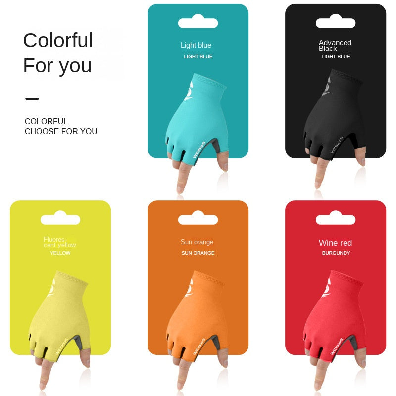 Outdoor Sports Summer Bicycle Cycling Sun Protection Half Finger Gloves Breathable Non-Slip Shockproof Mountain Bike Spot Wholesale