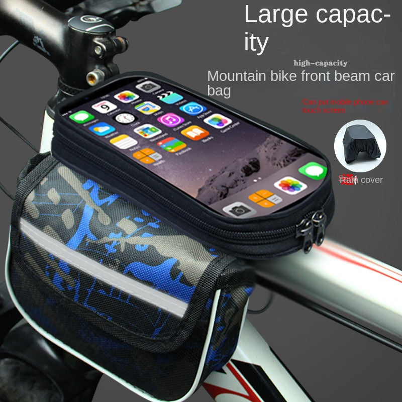 Bicycle Bag Touch Screen Bag Upper Tube Bag Waterproof Saddle Bag Mountain Bike Front Beam Bag Cycling Fixture and Fitting Storage Bag