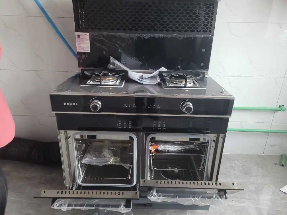 Sunpentown 900mm left Roast and right Steam Oven cabinet integrated gas stove range hood