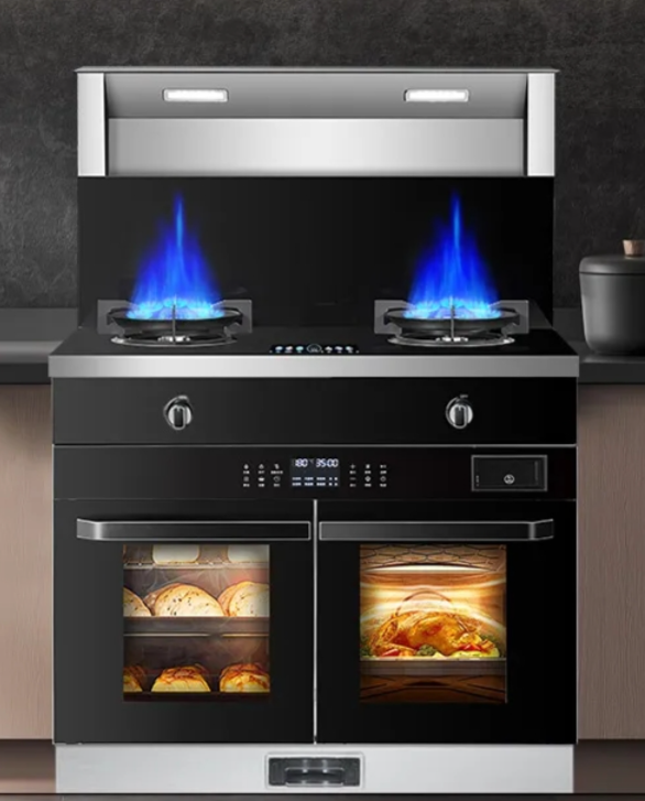 Sunpentown 900mm left Roast and right Steam Oven cabinet integrated gas stove range hood