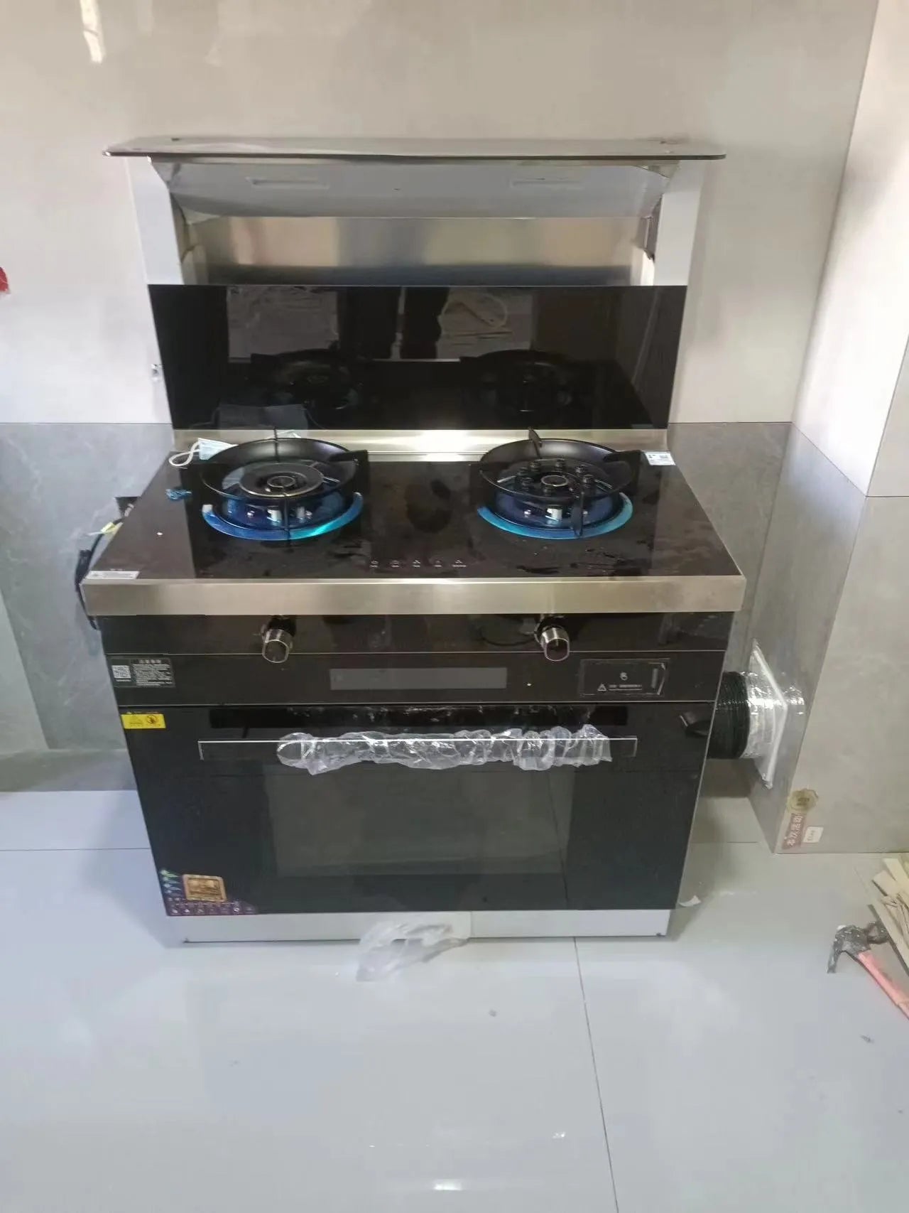 Haotaitai 900mm Roast and Steam combi Oven cabinet integrated gas stove range hood