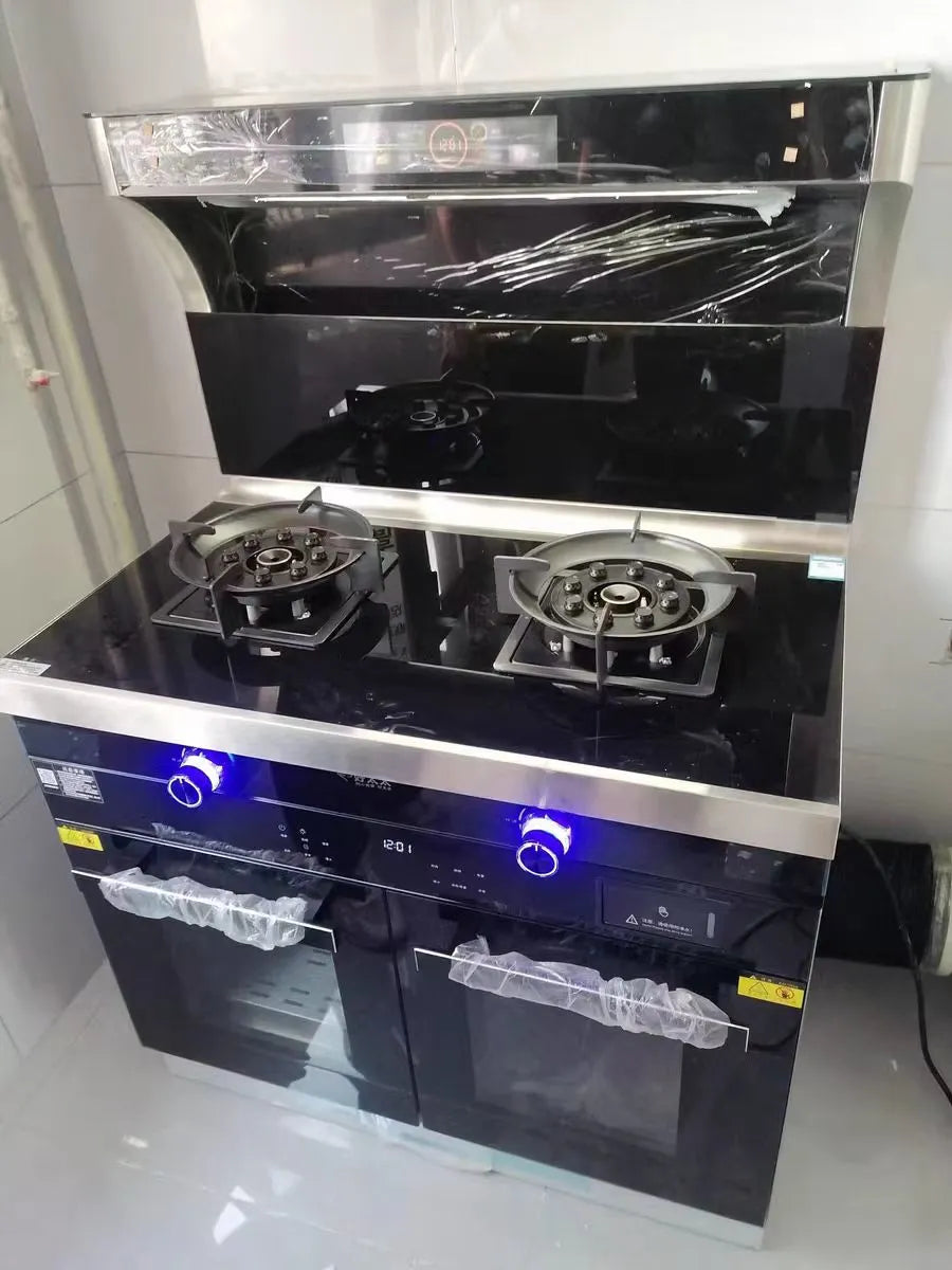 Haotaitai 900mm left Roast and right Steam Oven cabinet integrated gas stove range hood