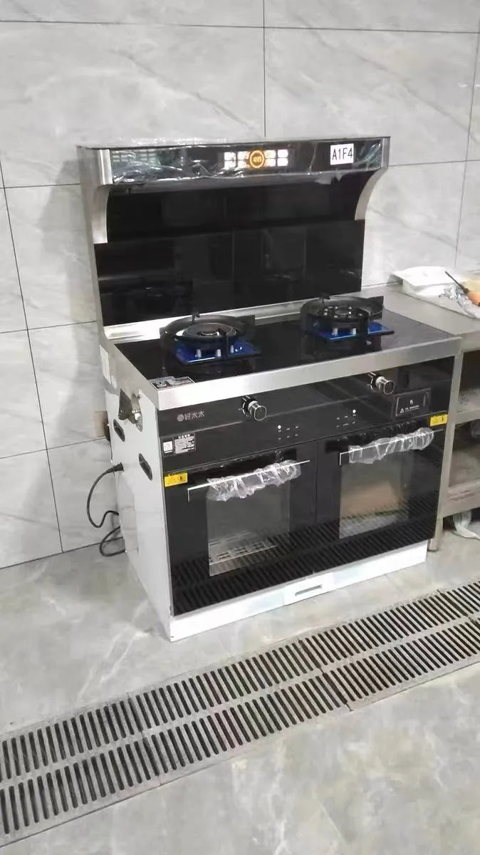 Haotaitai 900mm left Roast and right Steam Oven cabinet integrated gas stove range hood