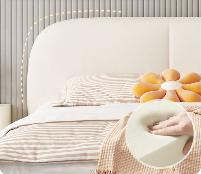 Подвесная современная минималистичная кожаная кровать с мягкой спинкой, итальянская.