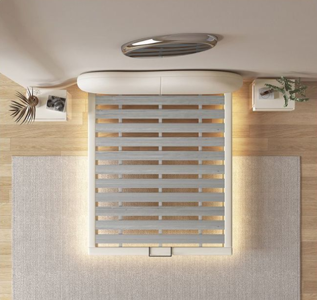 Suspended modern minimalist Solid Wood Italian light luxury napa leather bed XMSY05