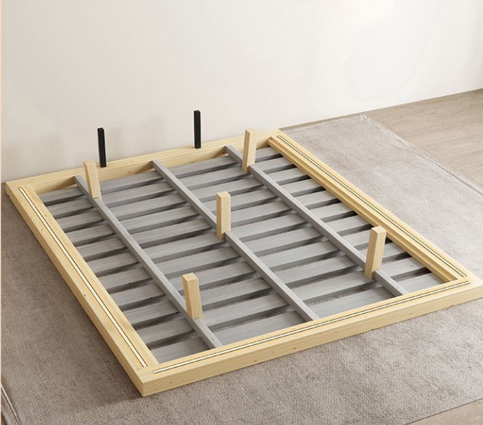 Suspended modern minimalist Solid Wood Italian light luxury napa leather bed XMSY05