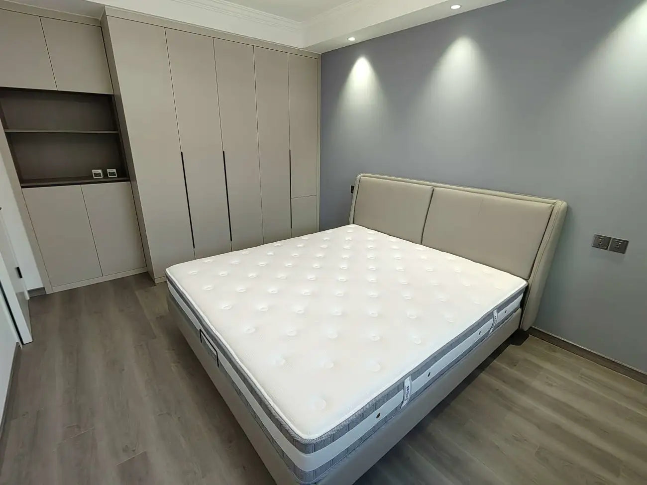 Suspended modern minimalist leather bed XMSY07