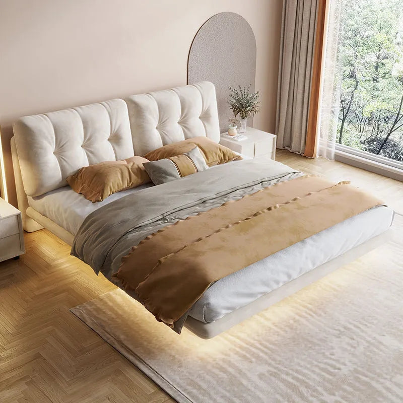 Suspended modern minimalist leather bed XMSY09