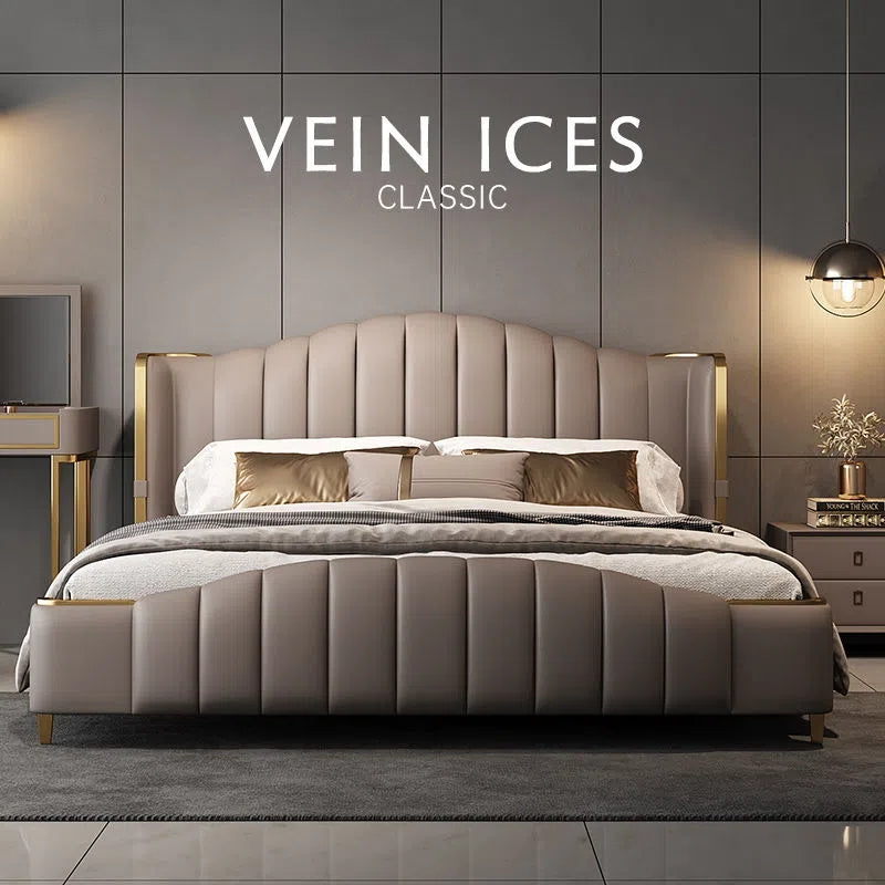 Suspended modern minimalist 304 Stainless Steel frame Vein Ices leather bed XMSY10