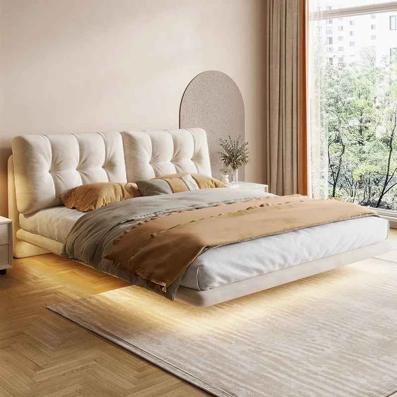 Suspended modern minimalist leather bed XMSY09