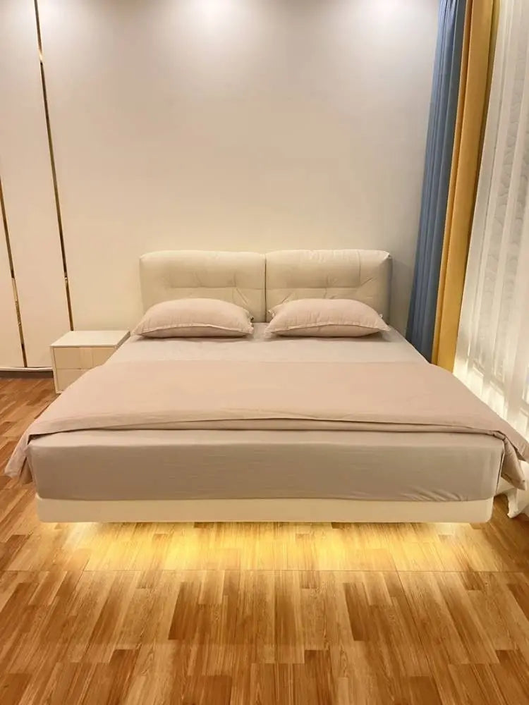 Suspended modern minimalist leather bed XMSY09