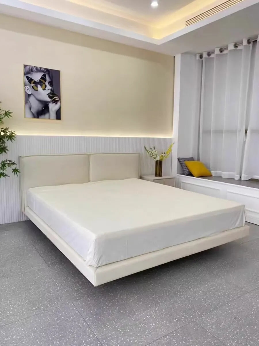 Suspended modern minimalist leather bed XMSY08