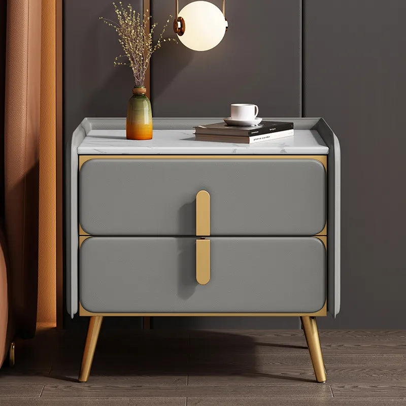 Прикроватная тумба из массива дерева с отделкой под сланец PLDE02